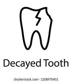 Broken tooth showing decayed tooth