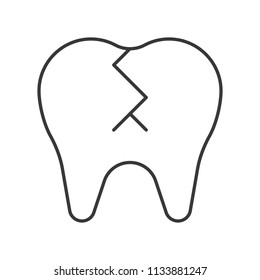 broken tooth, simple outline icon dental care set
