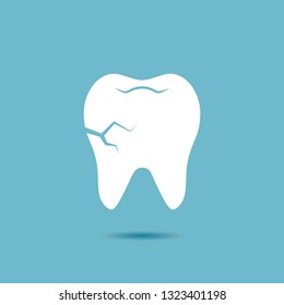 Broken tooth vector icon isolated on white background. 