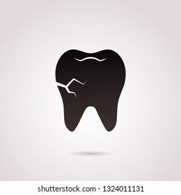Broken tooth vector icon isolated on white background. 