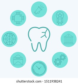 Broken tooth vector icon sign symbol