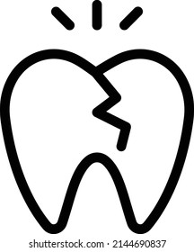 Broken tooth vector icon sign symbol