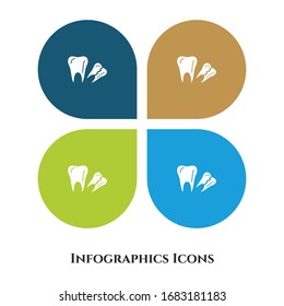 Icono de Ilustración del vector dental roto para todos los propósitos. Aislado en 4 orígenes diferentes