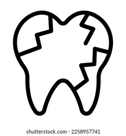 Broken Tooth Vector Line Icon Design