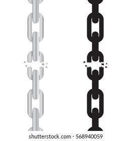 Broken, torn chain