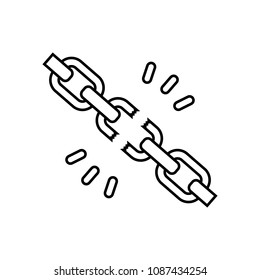 broken, torn chain. The concept of failure. Vector flat illustration.