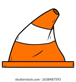 broken traffic cone illustration hand drawn isolated vector
