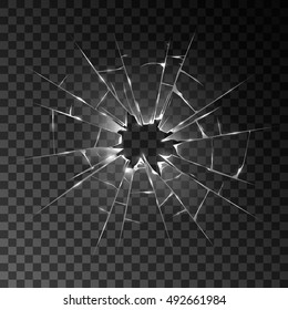 Broken transparent glass. Isolated on black transparent background. Vector illustration, eps 10.