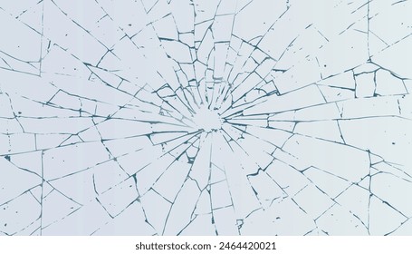 Broken transparent glass vector template for a design background. Texture