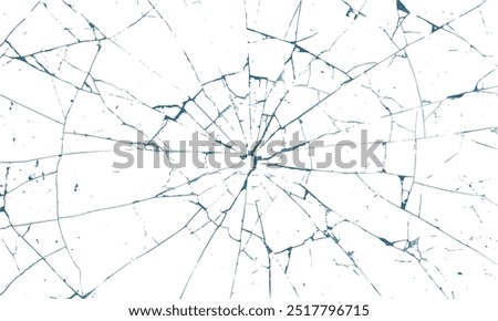 Broken transparent glass vector template for a design background. Texture