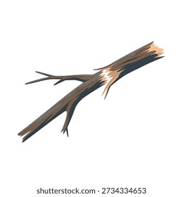 Broken Tree Branch Vector Illustration Isolated on White