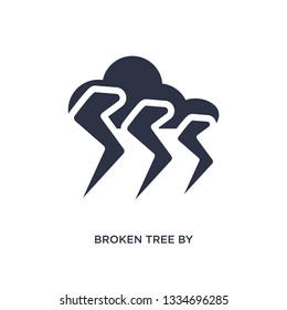broken tree by thunder icon. Simple element illustration from meteorology concept. broken tree by thunder editable symbol design on white background. Can be use for web and mobile.
