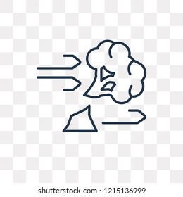 Broken Tree by Wind vector outline icon isolated on transparent background, high quality linear Broken Tree by Wind transparency concept can be used web and mobile