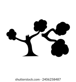 Broken tree vector silhouette. Fallen tree on white background. Natural disaster concept.
