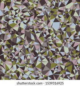 Broken Triangle Mosaic Glass Low Poly Tile Seamless Pattern. Muted Geo Background. Retro 1960s Style Tiled Textile, Packaging, Wallpaper. Micro Geometric Color Block All Over Print in Vector Eps 10 