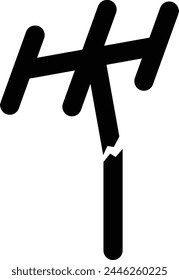 Broken TV Antenna Icon Black