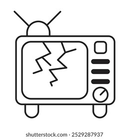 Vector roto del icono de la TV en el fondo blanco