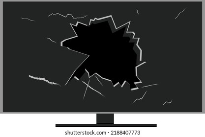 broken tv on white background