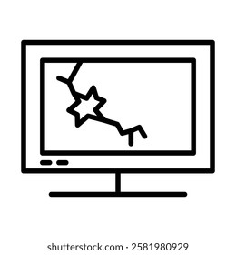 Broken tv screen icon Black and white logo
