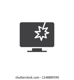 Broken Tv Screen Vector Icon. Filled Flat Sign For Mobile Concept And Web Design. Lcd Tv Broken Simple Solid Icon. Symbol, Logo Illustration. Pixel Perfect Vector Graphics