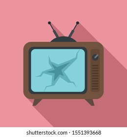 Broken Tv Set Icon. Flat Illustration Of Broken Tv Set Vector Icon For Web Design