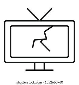 Broken Tv Set Icon. Outline Broken Tv Set Vector Icon For Web Design Isolated On White Background