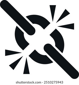 Gebrochene unverknüpfte Kette in schwachem Glied schwarzes Symbol