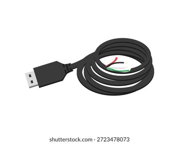 Ilustración de conector de cable USB roto
