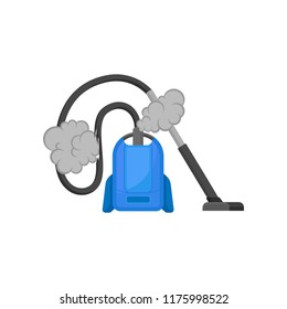 Broken vacuum cleaner, damaged home appliance vector Illustration on a white background