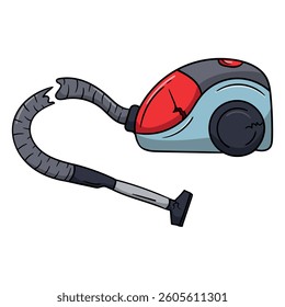 Broken vacuum cleaner. Household appliances recycling. Vector hand drawn illustration isolated on white background. Image for print, icon, banner, flyer