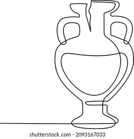 Broken vase amphora with handles in the Greek style. Continuous line drawing. Vector illustration.