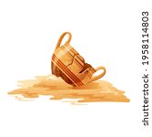 Broken Vase. Ancient jar vector. Old greek pot. Cartoon clay pottery icon. Ancient jug excavations. Museum earthenware ceramic. Urn or vase isolated. Cracked greek pitcher.  Artifact vector