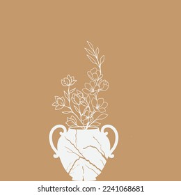Broken vase with flower tree
