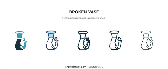 Broken Vase Icon In Different Style Vector Illustration. Two Colored And Black Broken Vase Vector Icons Designed In Filled, Outline, Line And Stroke Style Can Be Used For Web, Mobile, Ui