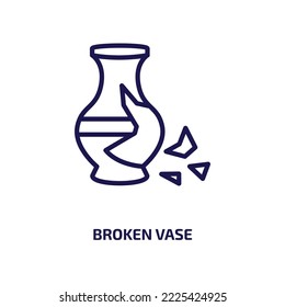 broken vase icon from other collection. Thin linear broken vase, vase, broken outline icon isolated on white background. Line vector broken vase sign, symbol for web and mobile