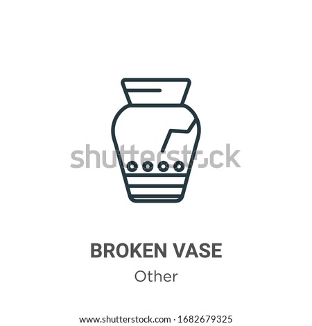 Broken vase outline vector icon. Thin line black broken vase icon, flat vector simple element illustration from editable other concept isolated stroke on white background