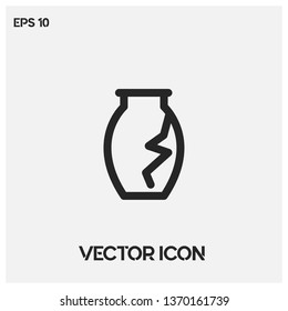Broken vase vector icon illustration. Premium quality.