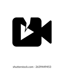 broken video icon, vector illustration, symbol, design logo template pictogram, for ui or ux isolated on white for mobile app, editable
