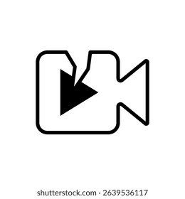 broken video icon, vector illustration, symbol, design logo template pictogram, for ui or ux isolated on white for mobile app, editable