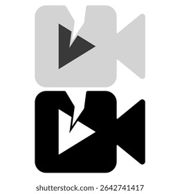 broken video icon, vector illustration, symbol, design logo template pictogram, for ui or ux isolated on white for mobile app, editable