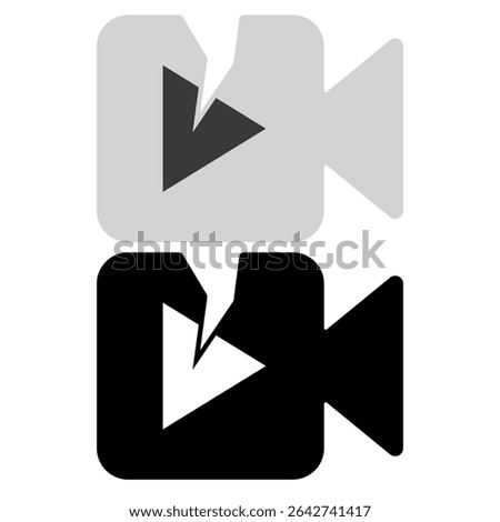 broken video icon, vector illustration, symbol, design logo template pictogram, for ui or ux isolated on white for mobile app, editable