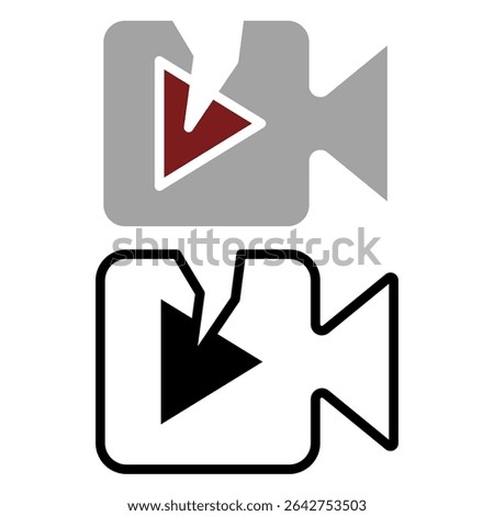 broken video icon, vector illustration, symbol, design logo template pictogram, for ui or ux isolated on white for mobile app, editable