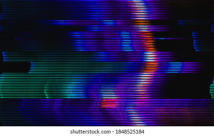 Broken video interference. Distortion of digital television signal. Abstract background pixel glitch texture. Vector illustration.