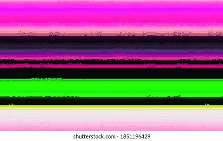 Broken video signal. TV distortion. Abstract glitch texture background. Vector illustration.