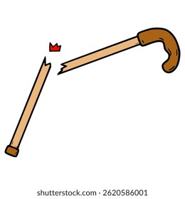 broken walking cane illustration hand drawn isolated vector