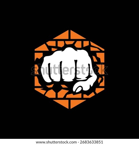 broken wall fist abstract logo modern style