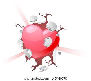 Broken Wall or Floor with Heart
