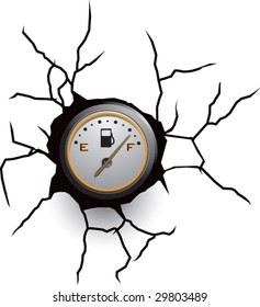 broken wall with  gas gauge