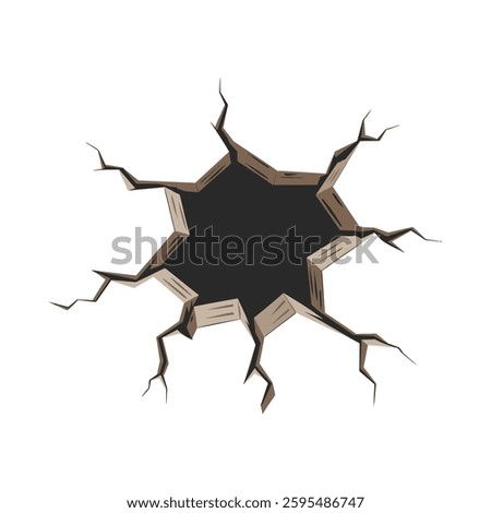 Broken wall with hole crack effect isolated vector art illustration