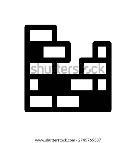 Broken wall. Outlined stroke vector icon with black-filled details.